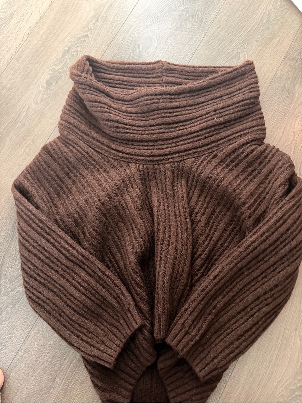 Oak and Fort Oversized Slouchy Off Shoulder Brown  Sweater